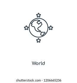 World concept line icon. Linear World concept outline symbol design. This simple element illustration can be used for web and mobile UI/UX.