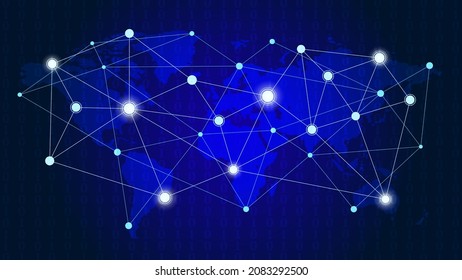 world connection futuristic technology network blue background
