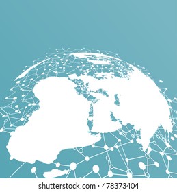 World connections on a blue background, vector illustration