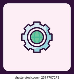 World connectivity depicted through gear icon for engineering integration