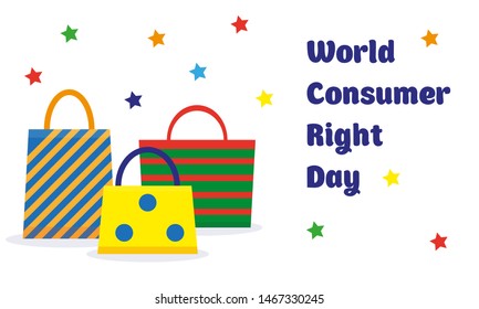 World consumer right day concept with shopping bags. Vector illustration.