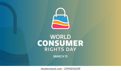 World Consumer Rights Day. Background template design with typography and icon bag for the March 15th event