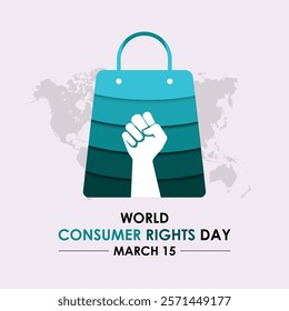 World Consumer Rights Day is celebrated on March 15th. Paper cut design Vector Design for banner, cards, prints, social media, poster, flyer and background design template.