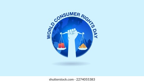 World Consumer Rights Day concept. World globe with shopping bag. Vector illustration Banner, poster Design.