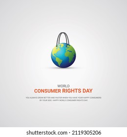 
World Consumer Rights Day, world globe with shopping bag design for banner, poster, vector art.