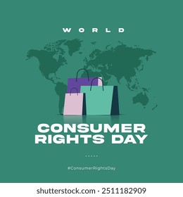 World Consumer Rights Day, consumer with world globe design for social media poster, vector illustration.