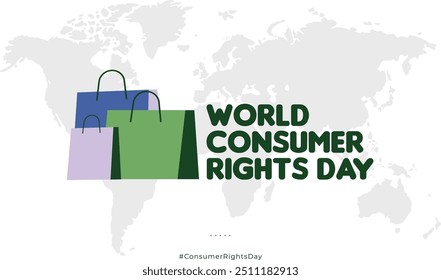 World Consumer Rights Day, consumer with world globe design for social media poster, vector illustration.