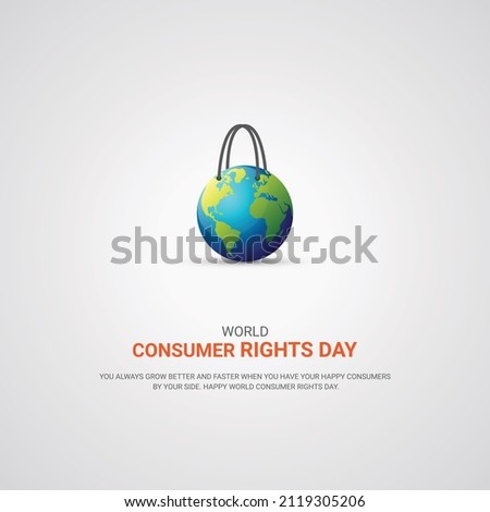 
World Consumer Rights Day, world globe with shopping bag design for banner, poster, vector art.