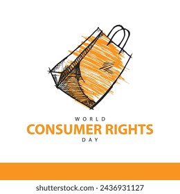 World consumer rights day. Hand drawn bag vector illustration. Suitable for templates, greeting cards, social media, web etc