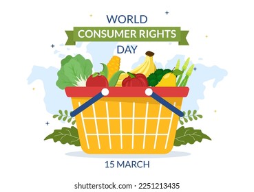 World Consumer Rights Day Illustration with Shopping, Bags and Needs of Consumers for Web Banner or Landing Page in Flat Cartoon Hand Drawn Templates