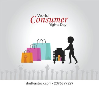 World Consumer Rights Day. March 15 . Holiday concept. National Consumer Rights Day. December 24. Template for background with banner, poster and card. vector illustrator. flat design.