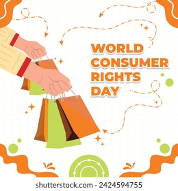 Día Mundial de los Derechos del Consumidor - 15 de marzo de 2024, Diseño atractivo, se puede utilizar en todas las plataformas de redes sociales, hermosa combinación de colores, consíguelo ahora para su primera compra.