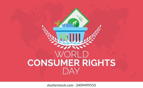 World Consumer Rights Day is observed every year in March. Holiday, poster, card and background vector illustration design.