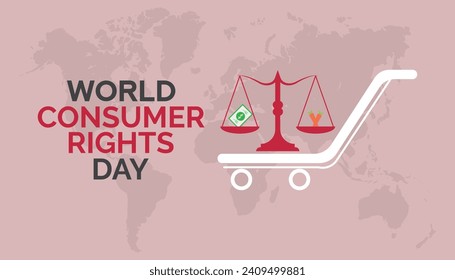 World Consumer Rights Day is observed every year in March. Holiday, poster, card and background vector illustration design.