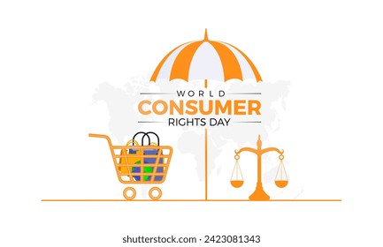 World Consumer Rights Day Observed every year of March 15, Business Store Vector banner, flyer, poster and social medial template design.