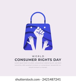 World Consumer Rights Day Paper cut style Vector Design Illustration for Background, Poster, Banner, Advertising, Greeting Card