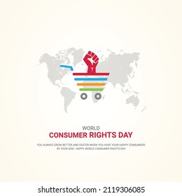 
World Consumer Rights Day, shopping symbol with hand rights design for banner, poster, vector illustration. 