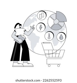 World consumption abstract concept vector illustration. Natural resources consumption, world economy statistics agency, footprint calculator, database service, by industry abstract metaphor.