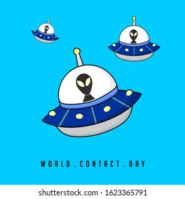 World Contact Day with Ufo vector Illustration for template design