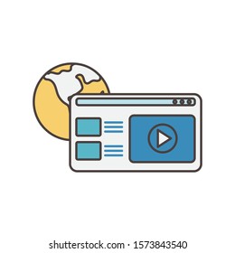 world content mouse video social media icon vector illustration