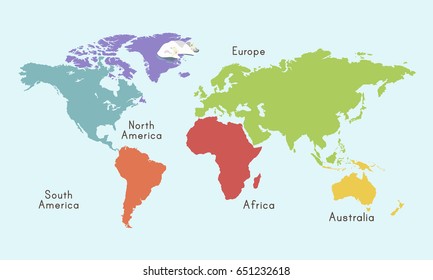 Ilustración gráfica de localización de mapas del mundo continental