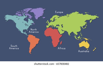 World Continent Map Location Graphic Illustration