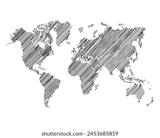 Ilustración vectorial de línea de mapa de hilos de world continente