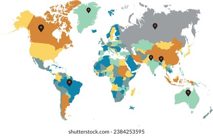 World continents background in free vector