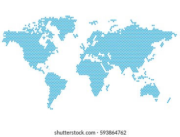 World Continents Map - Dots style vector illustration