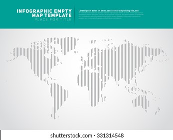 World Continents in vertical Lines, Infographic empty map template, vector