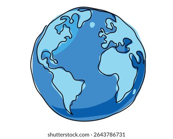 O mundo é um desenho de linha contínua sobre um fundo branco.