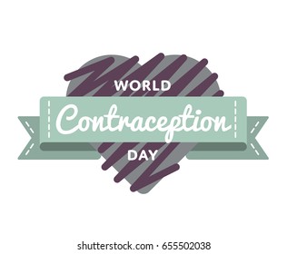 World Contraception day emblem isolated vector illustration on white background. 26 september world healthcare holiday event label, greeting card decoration graphic element