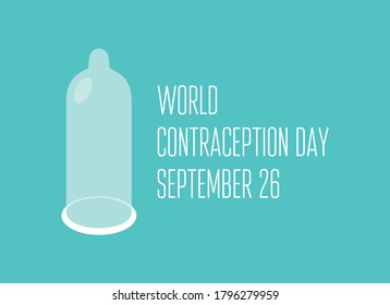 Vector del Día Mundial de la Anticoncepción. Vector de iconos de condón blanco. Vector de anticonceptivos masculinos. Afiche del Día de la Anticoncepción, 26 de septiembre. Día importante