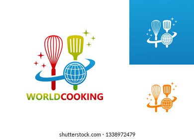 World Cooking Logo Template Design Vector, Emblem, Design Concept, Creative Symbol, Icon
