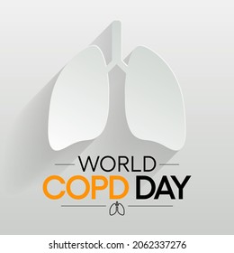 World COPD day (Chronic Obstructive Pulmonary Disease) is observed every year in November, is the name for a group of lung conditions that cause breathing difficulties. Vector illustration