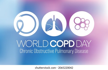 World COPD day (Chronic Obstructive Pulmonary Disease) is observed every year in November, is the name for a group of lung conditions that cause breathing difficulties. Vector illustration