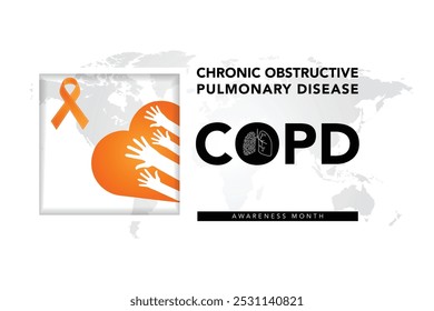World COPD day (Chronic Obstructive Pulmonary Disease) is observed every year in November, is the name for a group of lung conditions that cause breathing difficulties. Vector illustration
