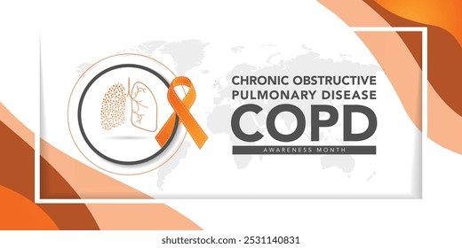 World COPD day (Chronic Obstructive Pulmonary Disease) is observed every year in November, is the name for a group of lung conditions that cause breathing difficulties. Vector illustration
