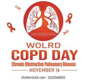 WeltCOPD Day-Bildschirmhintergrund mit Lungen und Band im Hintergrund. Chronische obstruktive Lungenerkrankung