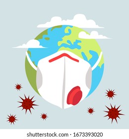 world Corona virus attack concept. world/earth put mask to fight against Corona virus. Vector Illustration