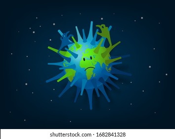 Ilustración vectorial del concepto de ataque del virus Corona mundial. 