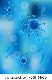 World corona virus attack concept. Virus influenza as dangerous flu strain cases as a pandemic for asian flu outbreak. Virus and bacterium medical symbol, intruder cell causing sickness and disease.