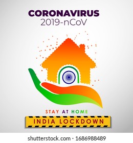 world Corona virus attack concept 2020. India National Lockdown to fight against Corona virus. Concept of fight against virus, danger and public health risk disease. COVID -19 vector poster
