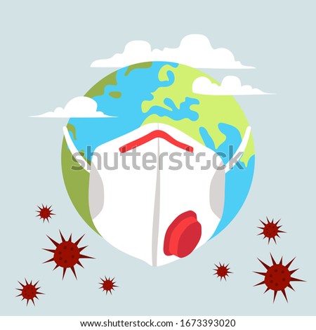 world Corona virus attack concept. world/earth put mask to fight against Corona virus. Vector Illustration