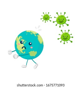 World Coronavirus / Corona virus attack concept. world/ earth put mask to fight against Corona virus. Concept of fight against virus. Coronavirus outbreak and coronaviruses influenza background.