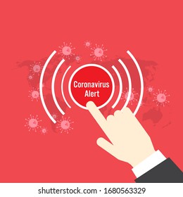 world coronavirus(covid-19) disaster aleart icon with hand