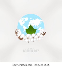 World Cotton Day Logo isolated creative concept design. cotton background design. World Cotton Day banner template beauty cotton background. Natural organic fiber, Organic text.