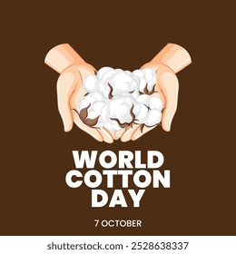 World Cotton Day Logo isolated creative concept design. cotton background design. World Cotton Day banner template beauty cotton background. Natural organic fiber, Organic text.