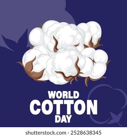 World Cotton Day Logo isolated creative concept design. cotton background design. World Cotton Day banner template beauty cotton background. Natural organic fiber, Organic text.