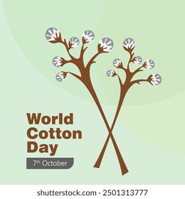 World Cotton Day vector, illustration. Simple Cotton plant design. It is observed on October 7 globally.